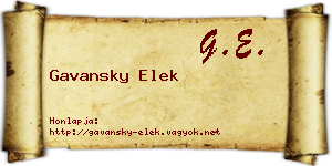 Gavansky Elek névjegykártya